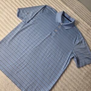 Brooks Brothers Performance Golf Polo Shirt Mens L Blue Striped County Club